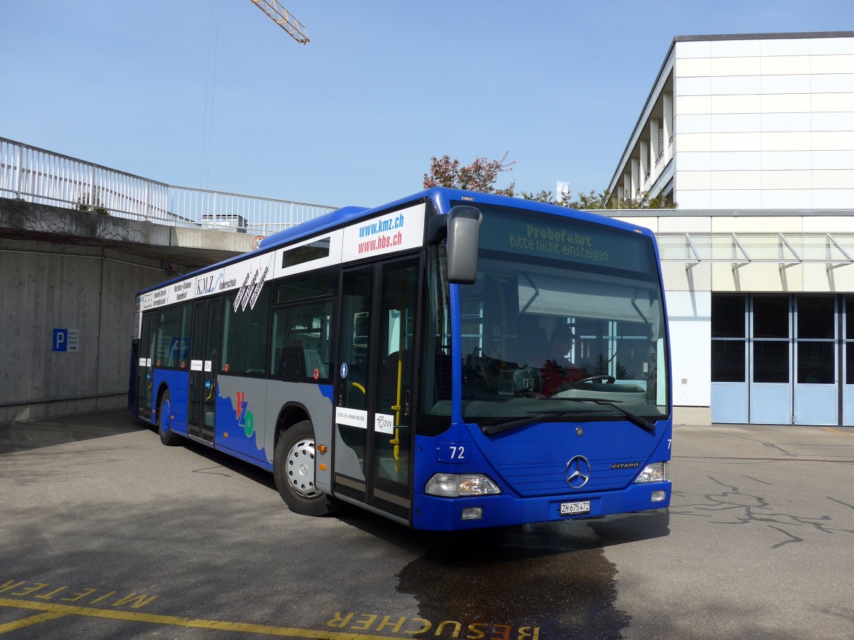 (149'528) - VZO Gr�ningen - Nr. 72/ZH 675'472 - Mercedes am 31. M�rz 2014 in Gr�ningen, Depot