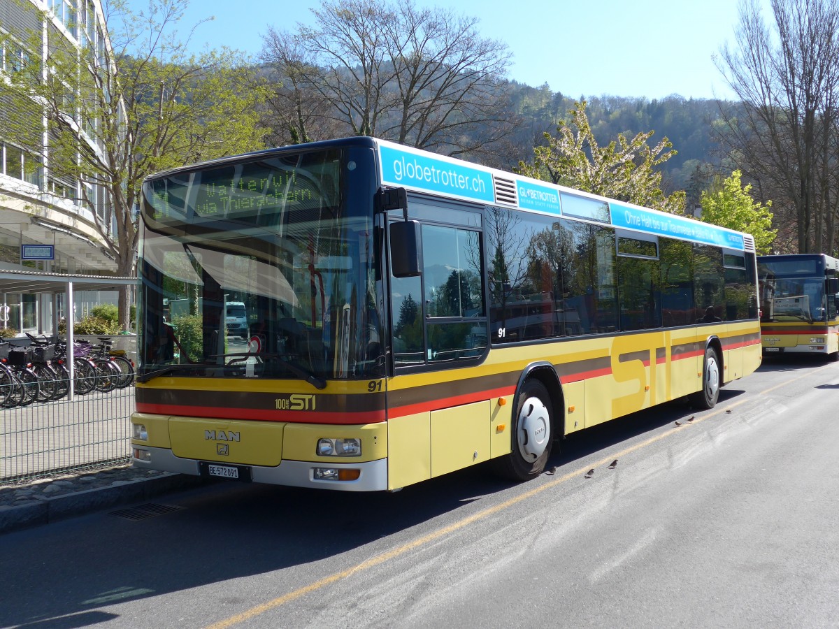 (149'657) - STI Thun - Nr. 91/BE 572'091 - MAN am 17. April 2014 bei der Schiffl�ndte Thun