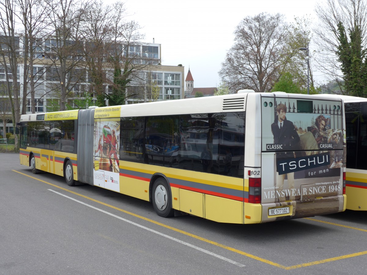 (149'665) - STI Thun - Nr. 102/BE 577'102 - MAN am 18. April 2014 bei der Schiffl�ndte Thun