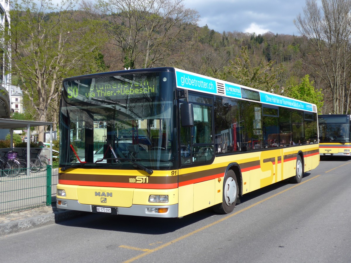 (149'694) - STI Thun - Nr. 91/BE 572'091 - MAN am 20. April 2014 bei der Schiffl�ndte Thun