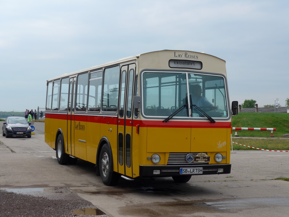 (150'148) - Lay Reisen, P�ttlingen - SB-LR 73H - Saurer/T�scher (ex Engel, D-Lollar; ex Dermarmels, Solouf; ex P 24'655) am 26. April 2014 in Speyer, Technik-Museum