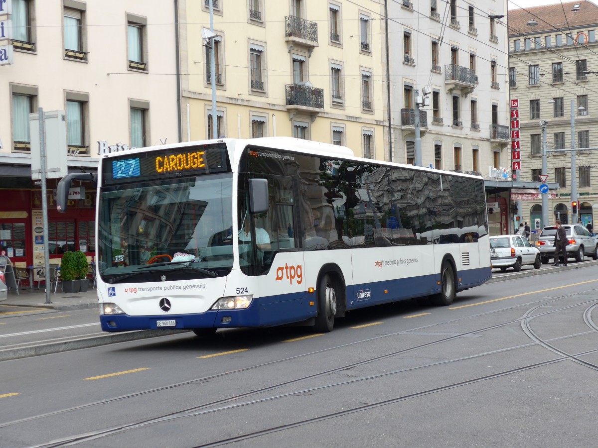 (150'771) - TPG Gen�ve - Nr. 524/GE 960'586 - Mercedes am 26. Mai 2014 beim Bahnhof Gen�ve