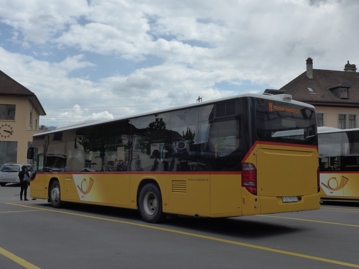 (151'052) - CarPostal Ouest - Nr. 23/JU 59'239 - Setra am 29. Mai 2014 in Del�mont, Place de la Poste