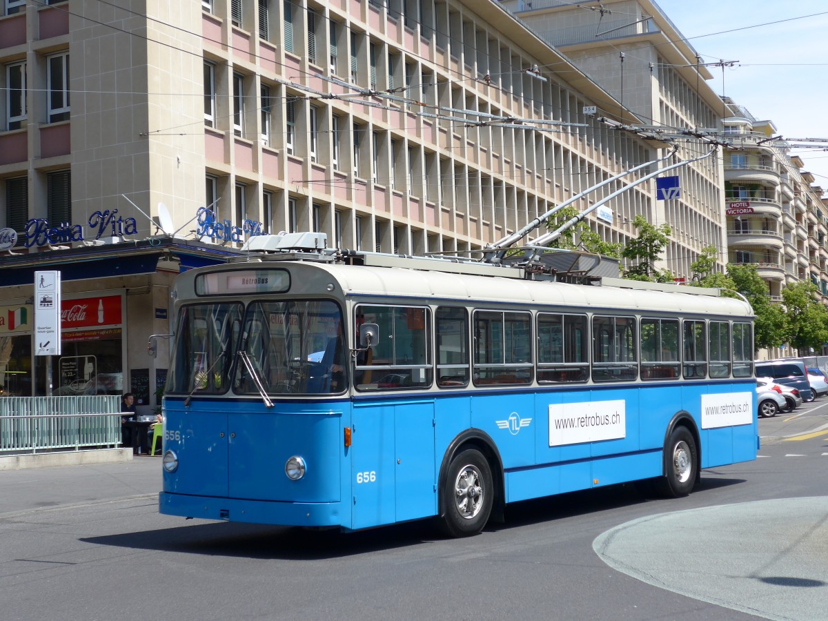 (151'197) - TL Lausanne (R�trobus) - Nr. 656 - FBW/Eggli Trolleybus am 1. Juni 2014 beim Bahnhof Lausanne