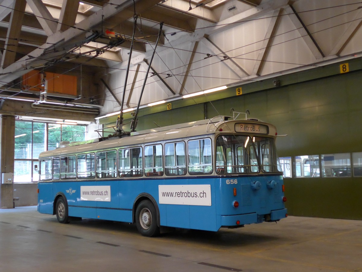 (151'209) - TL Lausanne (R�trobus) - Nr. 656 - FBW/Eggli Trolleybus am 1. Juni 2014 in Lausanne, D�p�t Borde