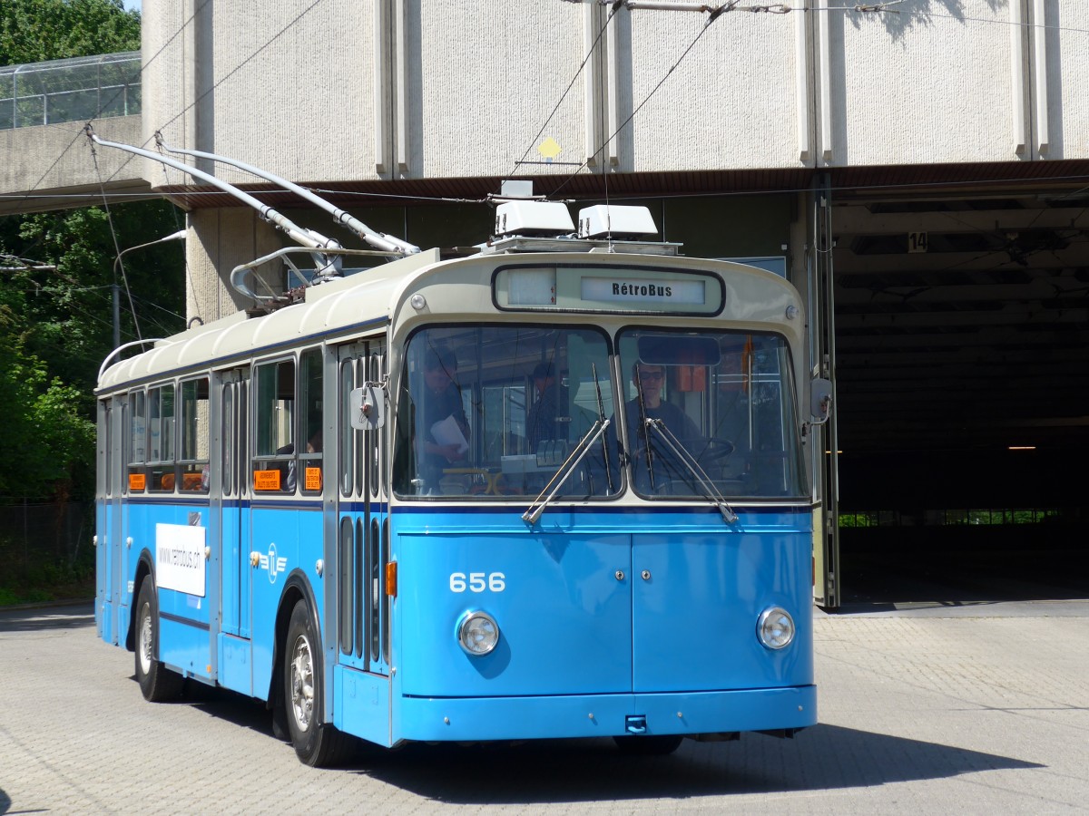 (151'216) - TL Lausanne (R�trobus) - Nr. 656 - FBW/Eggli Trolleybus am 1. Juni 2014 in Lausanne, D�p�t Borde