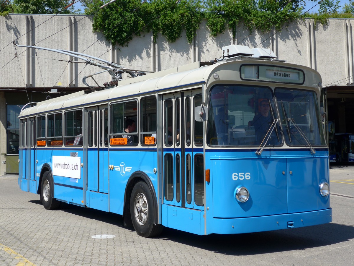 (151'217) - TL Lausanne (R�trobus) - Nr. 656 - FBW/Eggli Trolleybus am 1. Juni 2014 in Lausanne, D�p�t Borde