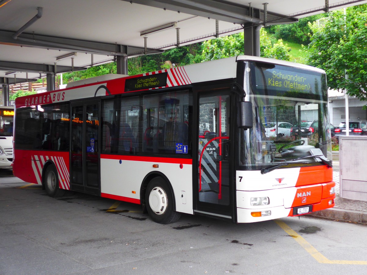 (151'827) - AS Engi - Nr. 7/GL 7707 - MAN/G�ppel am 23. Juni 2014 beim Bahnhof Schwanden