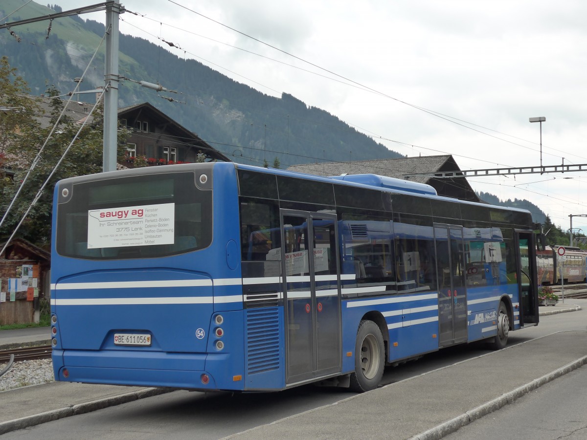 (153'479) - AFA Adelboden - Nr. 54/BE 611'056 - Neoplan (ex VBZ Z�rich Nr. 243) am 27. Juli 2014 beim Bahnhof Lenk