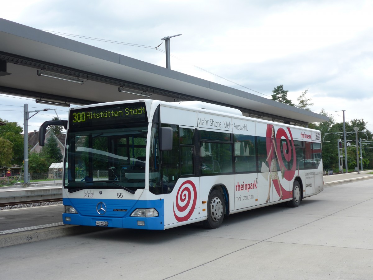 (153'755) - RTB Altst�tten - Nr. 55/SG 220'035 - Mercedes am 16. August 2014 beim Bahnhof Altst�tten