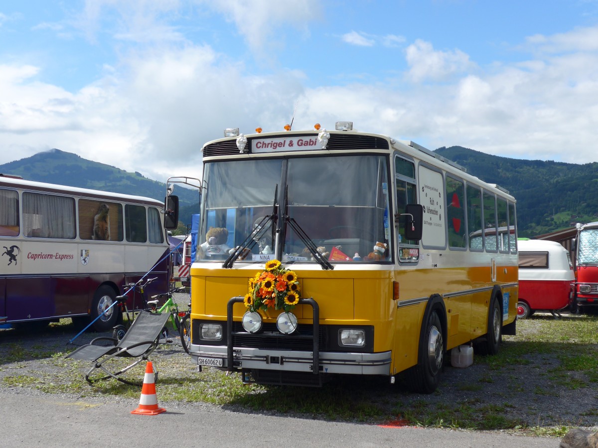 (153'785) - Oberh�nsli, Thayngen - SH 60'062 U - FBW/T�scher (ex Bus-Halter, Wil Nr. 9) am 16. August 2014 in Altst�tten, Allmendplatz