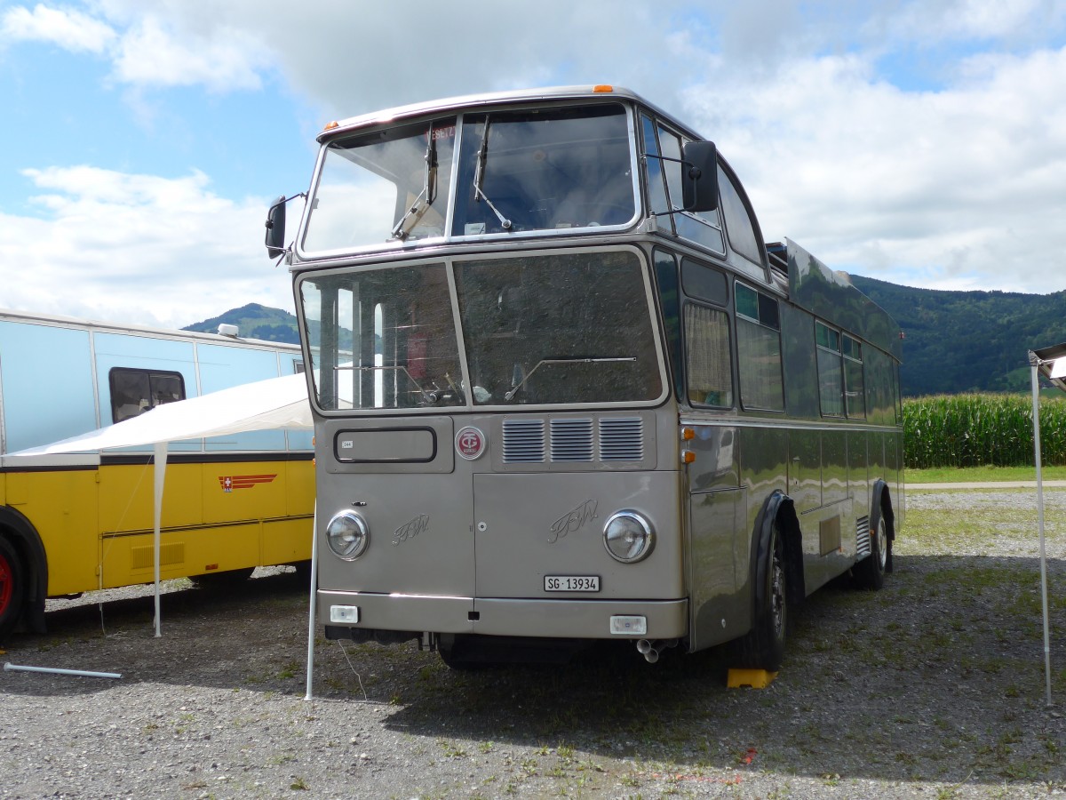 (153'821) - Schneider, Schmerikon - SG 13'934 - FBW/T�scher Hochlenker (ex Basler, Hofstetten; ex VBZ Z�rich Nr. 244) am 16. August 2014 in Altst�tten, Allmendplatz