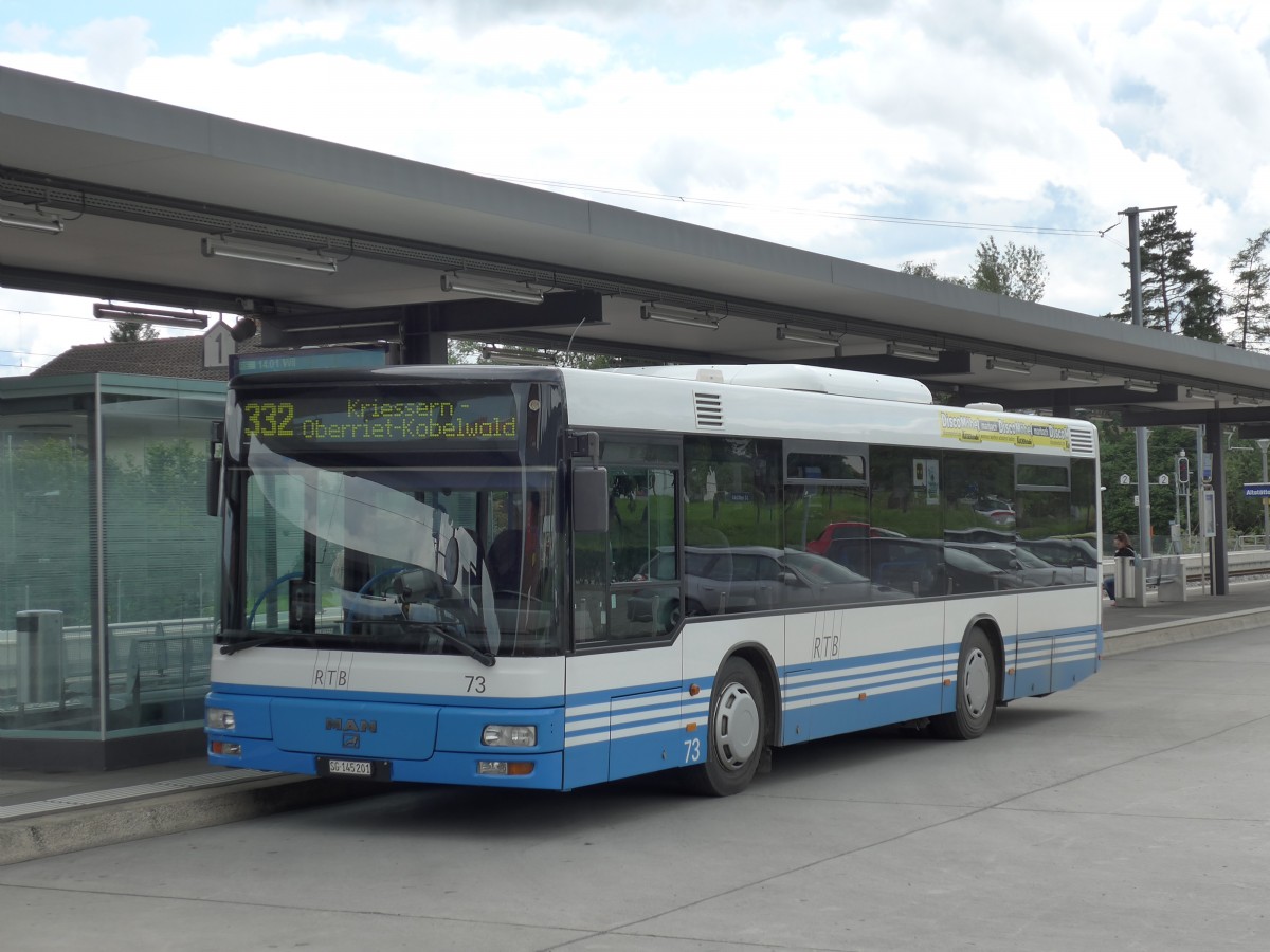 (153'904) - RTB Altst�tten - Nr. 73/SG 145'201 - MAN am 16. August 2014 beim Bahnhof Altst�tten