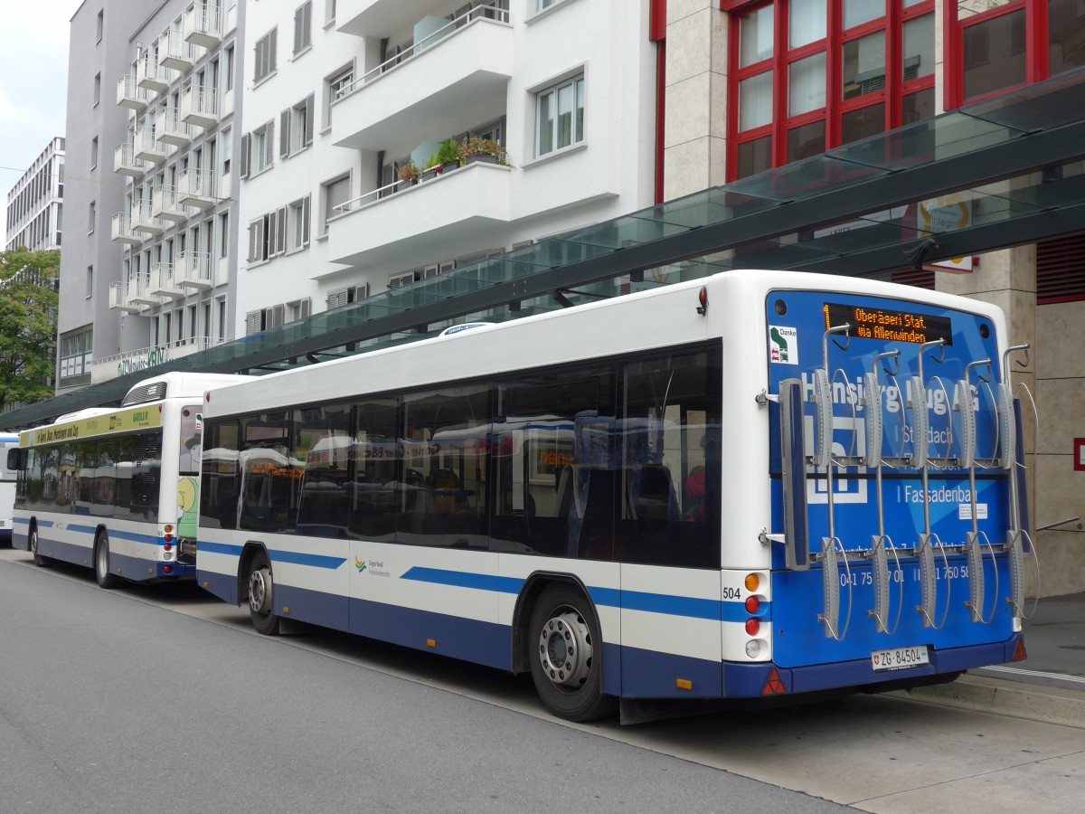 (154'081) - ZVB Zug - Nr. 504/ZG 84'504 - Lanz+Marti/Hess Personenanh�nger am 19. August 2014 beim Bahnhof Zug