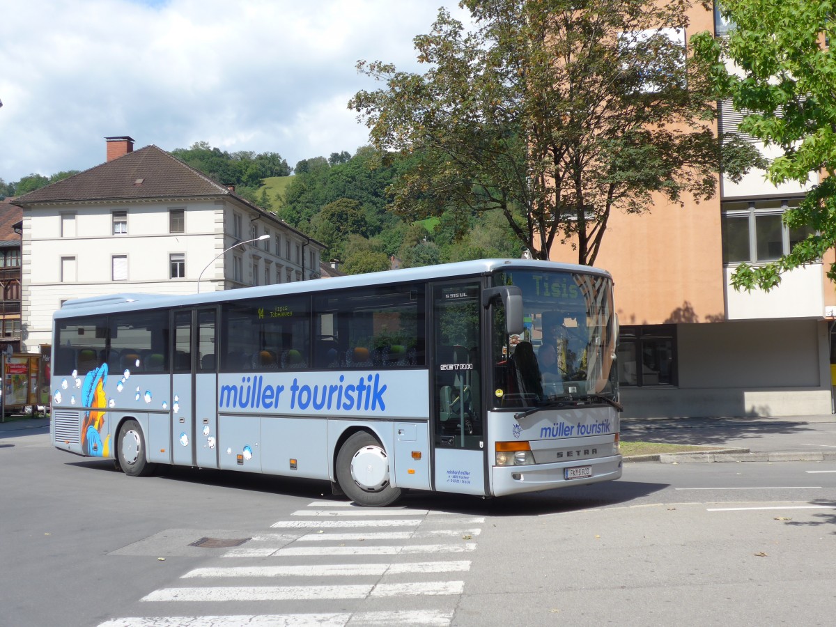(154'305) - M�ller, Frastanz - FK 5 FCD - Setra am 21. August 2014 beim Bahnhof Feldkirch