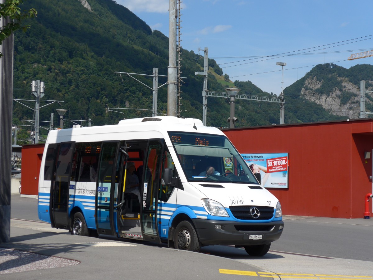(154'341) - RTB Altst�tten - Nr. 17/SG 336'974 - Mercedes am 21. August 2014 beim Bahnhof Sargans (Einsatz BSW)