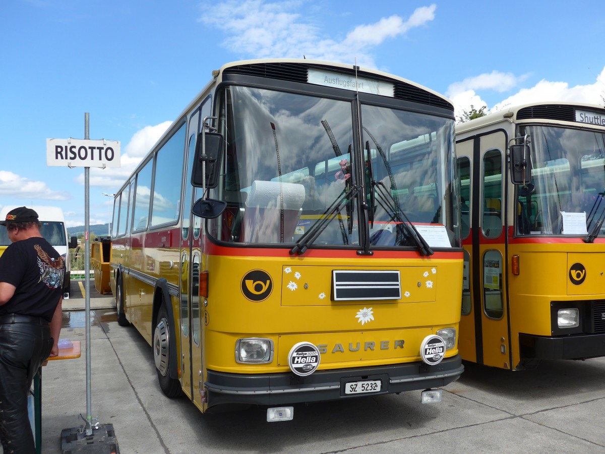 (154'571) - F�ssler, Unteriberg - Nr. 6/SZ 5232 - Saurer/R&J (ex Sch�rch, Gutenburg Nr. 6; ex P 24'358) am 30. August 2014 in Oberkirch, CAMPUS Sursee
