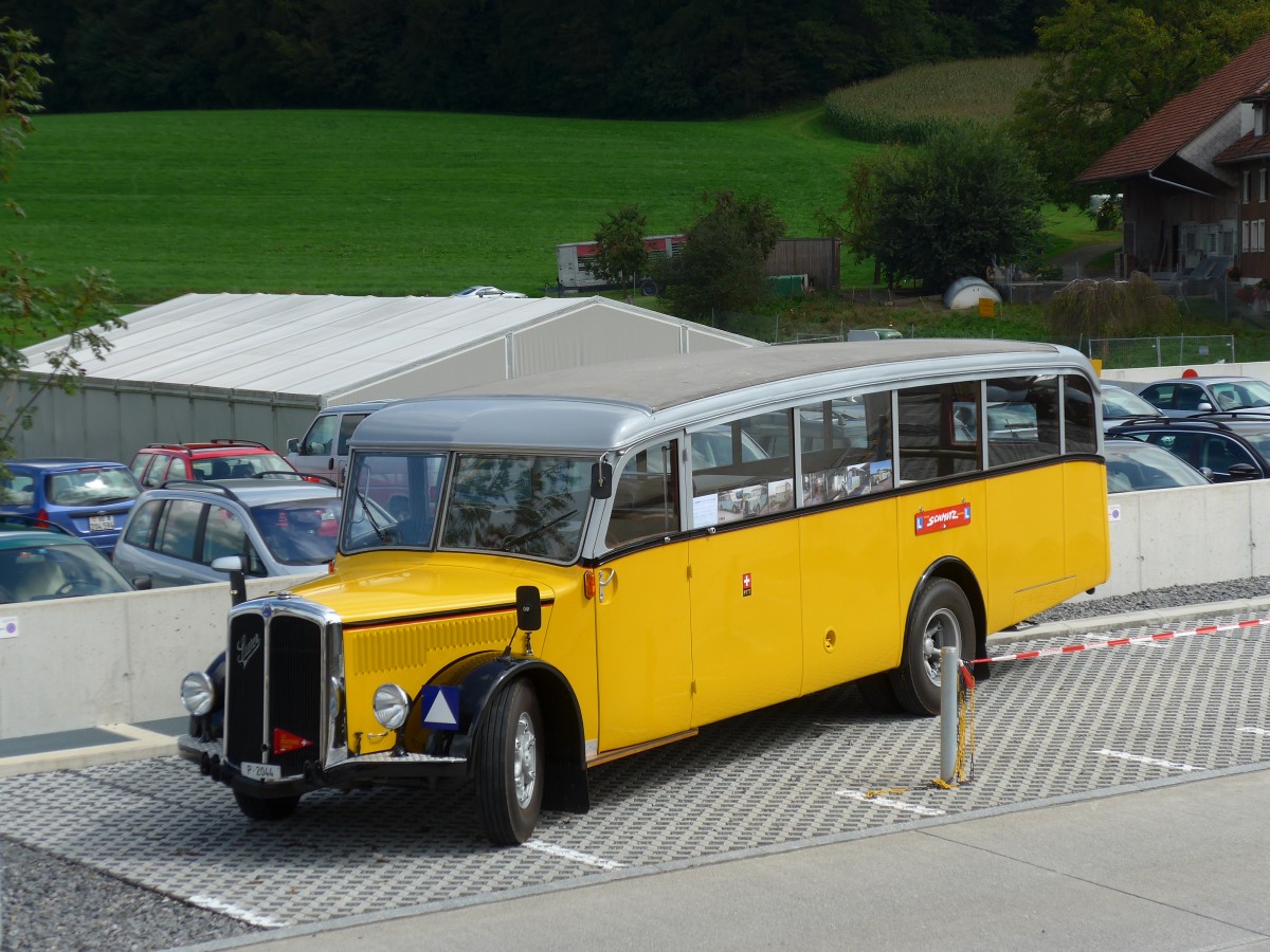 (154'572) - Schmutz, Vaulruz -  P 2044  - Saurer/Saurer (ex Nestl�; ex P 23'019; ex P 2044) am 30. August 2014 in Oberkirch, CAMPUS Sursee