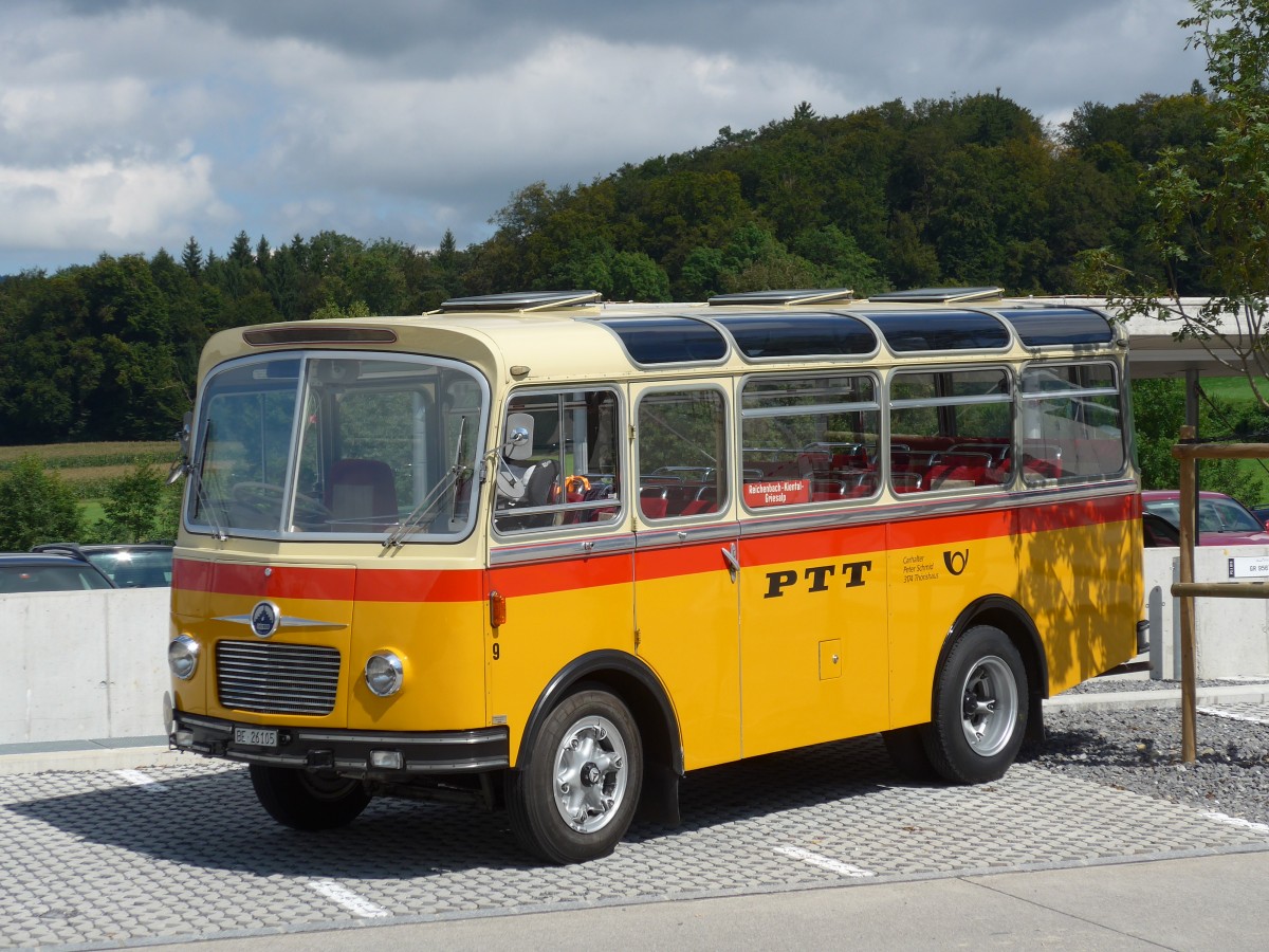 (154'589) - Schmid, Th�rishaus - Nr. 9/BE 26'105 - Saurer/R&J (ex Geiger, Adelboden Nr. 9) am 30. August 2014 in Oberkirch, CAMPUS Sursee