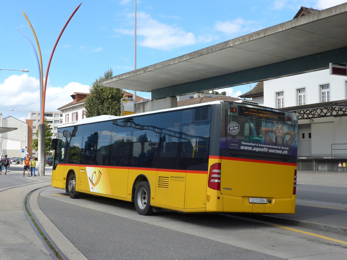 (154'624) - SB Trans, Sursee - Nr. 6/LU 233'806 - Mercedes (ex H�sler, Rickenbach) am 30. August 2014 beim Bahnhof Sursee