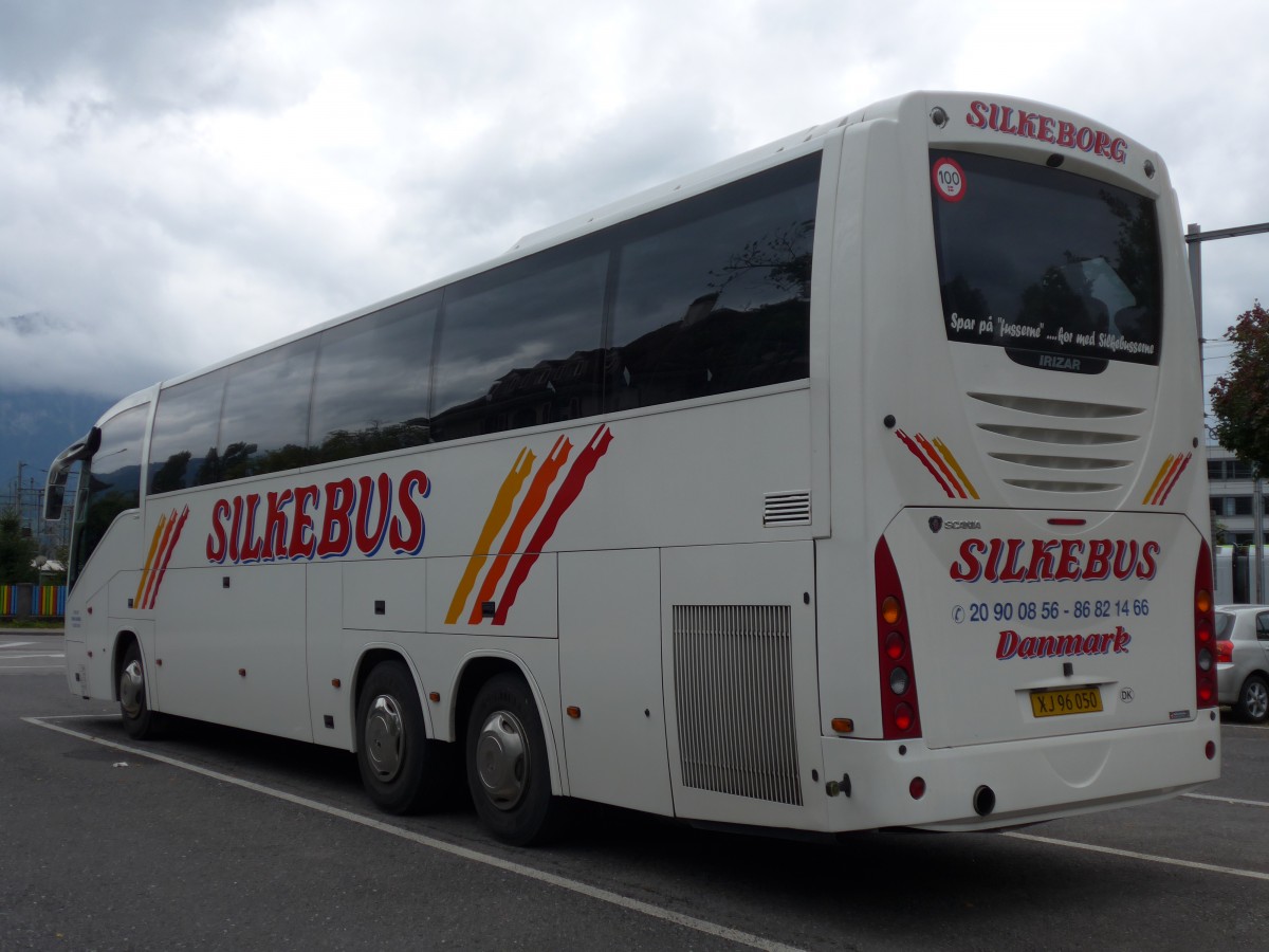 (154'742) - Aus D�nemark: Silkebus, Silkeborg - XJ 96'050 - Scania/Irizar am 31. August 2014 in Thun, Seestrasse