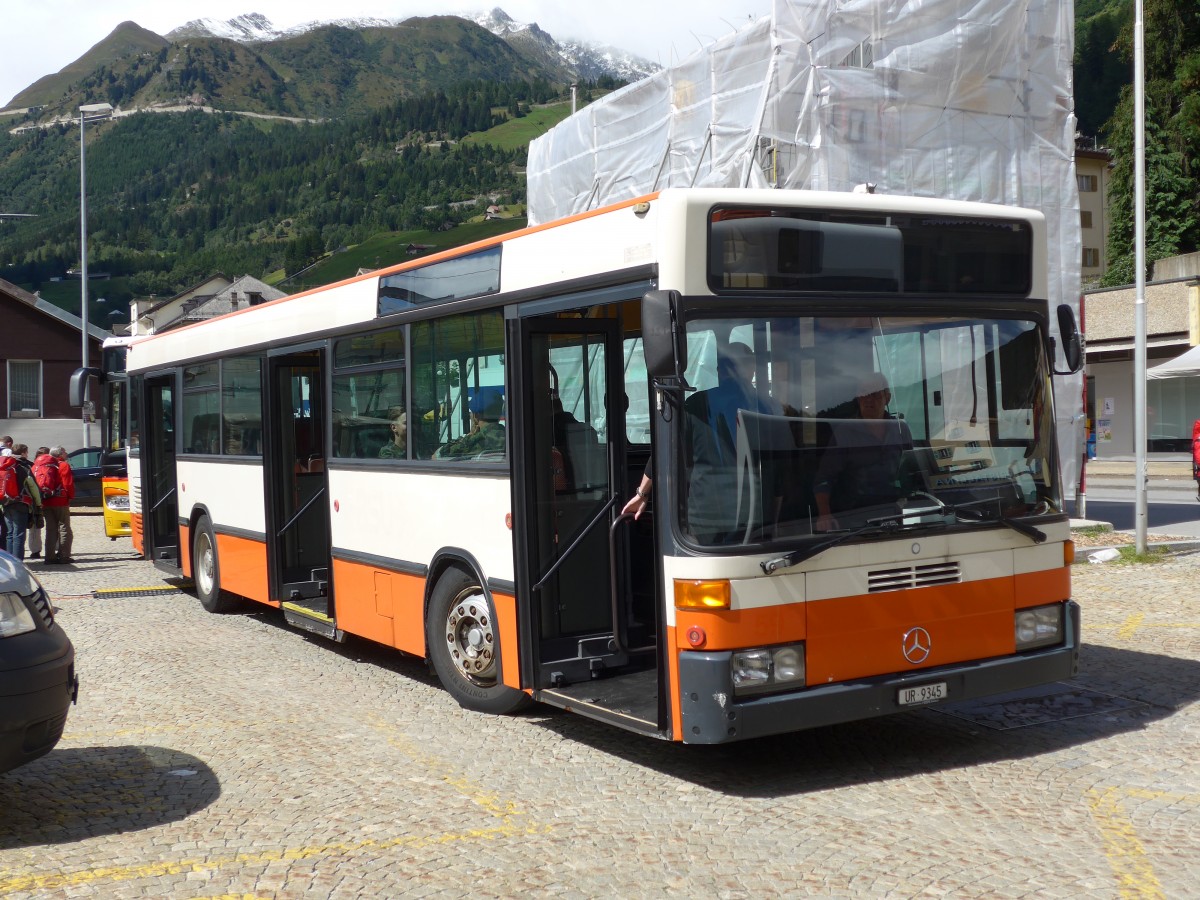 (154'780) - Meyer, G�schenen - UR 9345 - Mercedes (ex BSU Solothurn Nr. 63) am 1. September 2014 beim Bahnhof Airolo