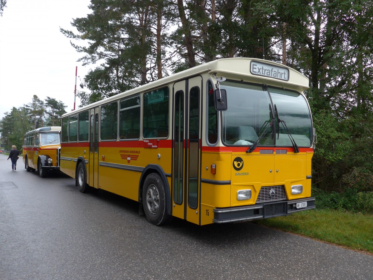 (154'962) - Osthues, Teufen - Nr. 15/AR 17'057 - Saurer-Leyland/Hess (ex AVG Grindelwald Nr. 15; ex RhV Altst�tten Nr. 42) am 13. September 2014 in Chur, Waffenplatz