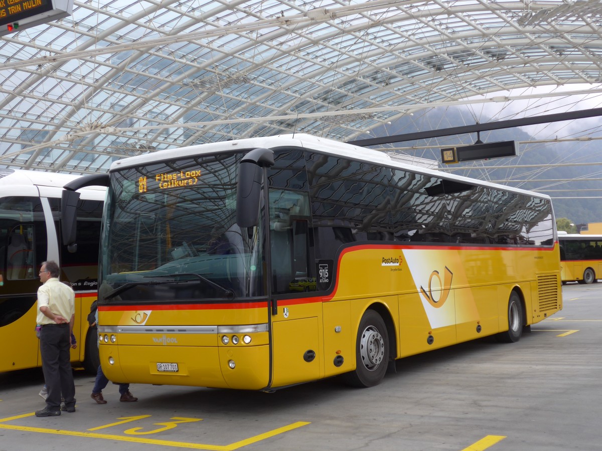 (155'134) - PostAuto Graub�nden - GR 107'701 - Van Hool am 13. September 2014 in Chur, Postautostation