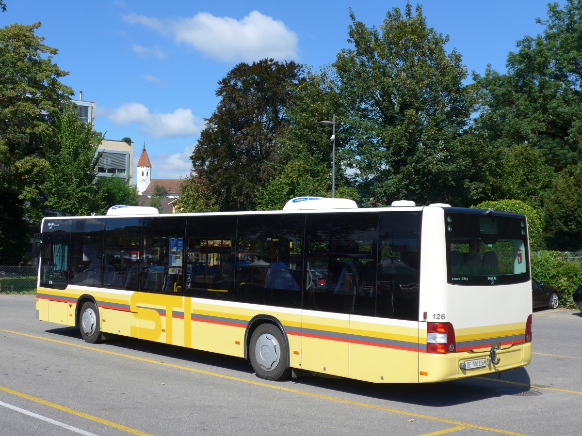 (155'255) - STI Thun - Nr. 126/BE 700'126 - MAN am 14. September 2014 bei der Schiffl�ndte Thun