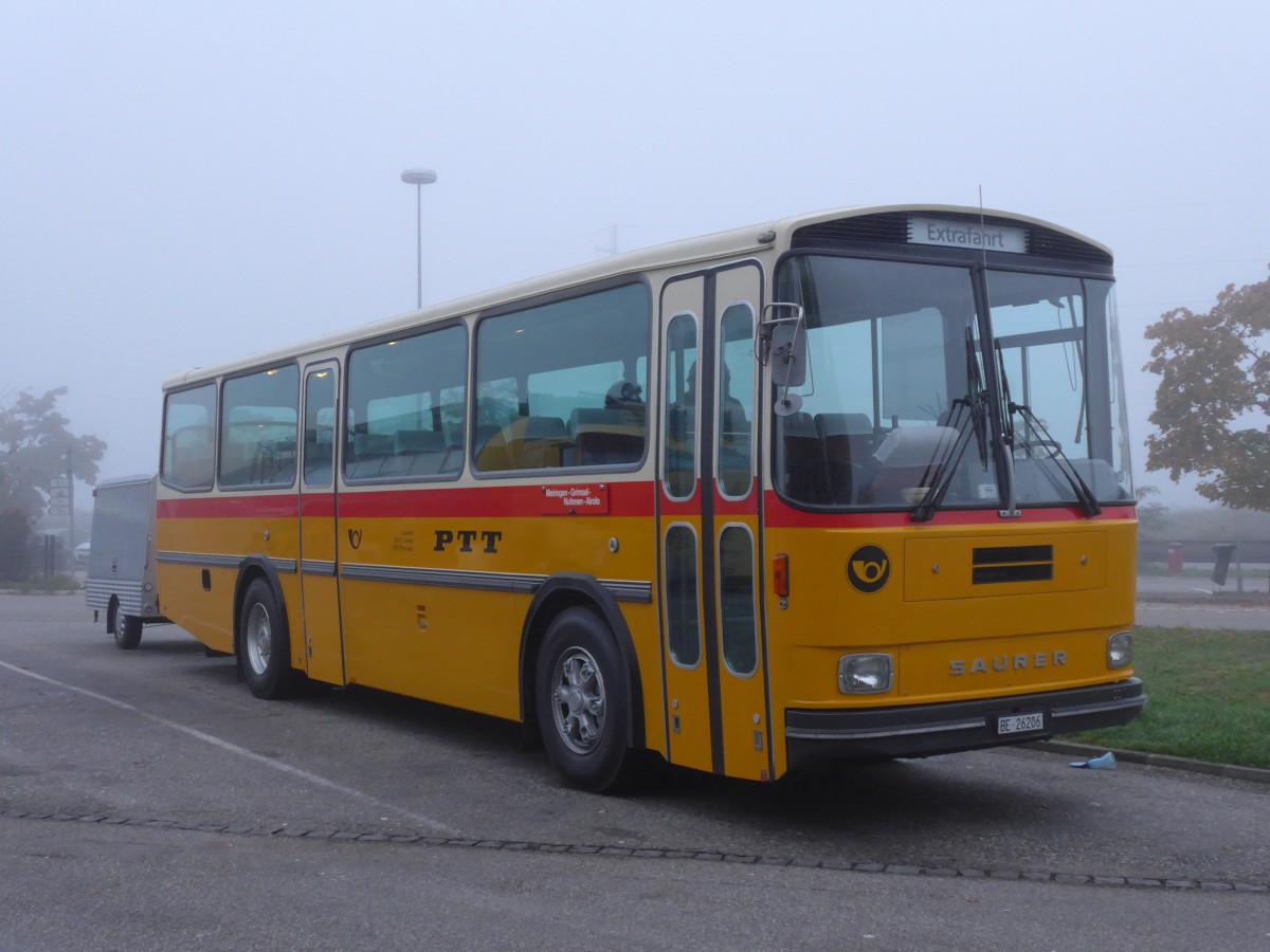 (155'597) - Schmid, Th�rishaus - BE 26'206 - Saurer/T�scher (ex P 24'244) am 12. Oktober 2014 in Deitingen, Autobahnrastst�tte