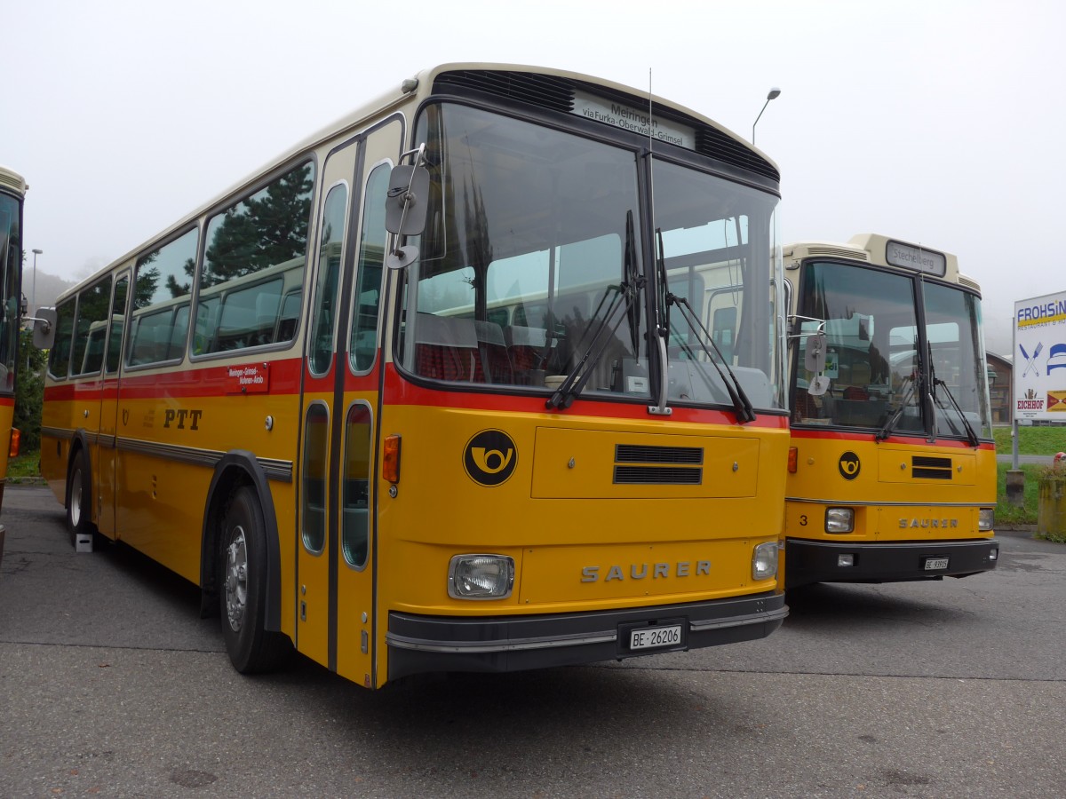 (155'630) - Schmid, Th�rishaus - BE 26'206 - Saurer/T�scher (ex P 24'244) am 12. Oktober 2014 in K�ssnacht, Rest. Frohsinn
