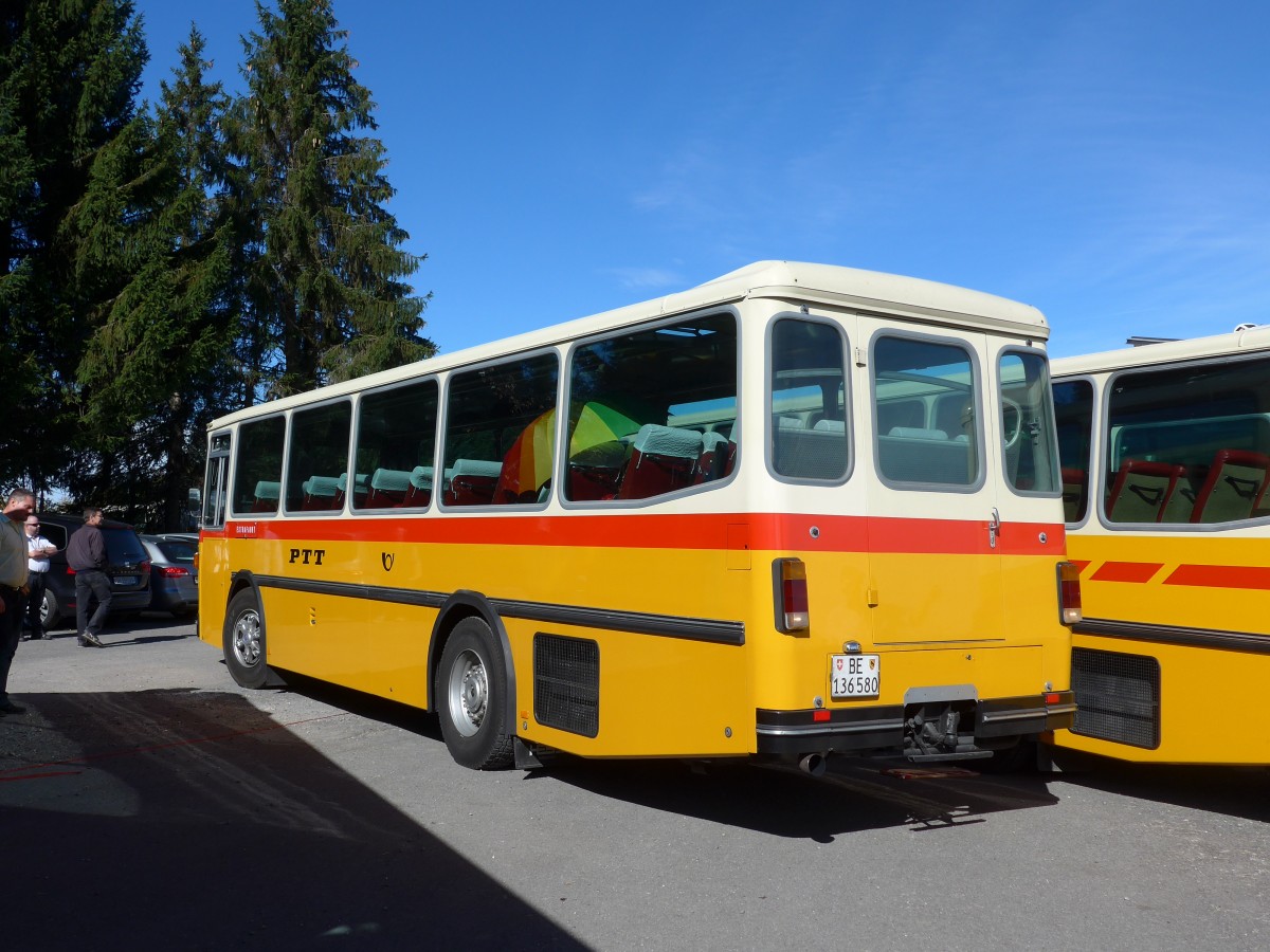 (155'640) - Schumacher, Liebefeld - BE 136'580 - Saurer/T�scher (ex Zimmermann, Niederwangen; ex P 24'289) am 12. Oktober 2014 in Willerzell, Rest. Sattelegg