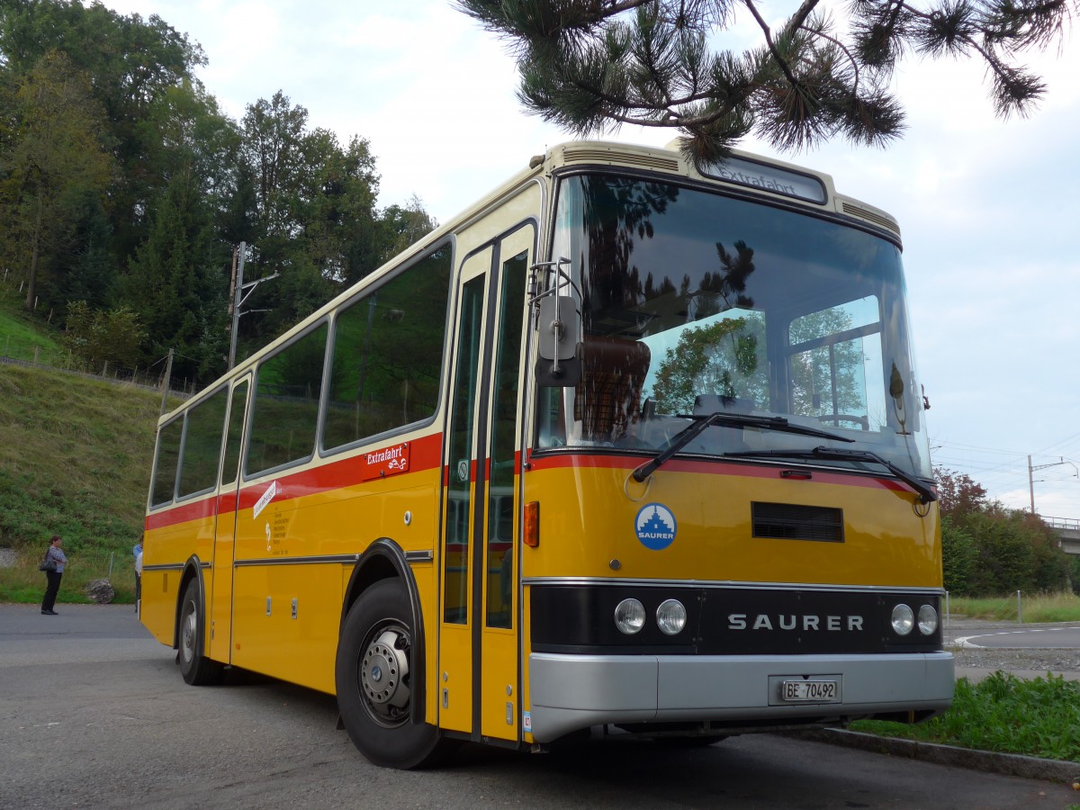 (155'683) - Leuenberger, Kirchberg - BE 70'492 - Saurer/Lauber (ex Niederer, Filzbach Nr. 11) am 12. Oktober 2014 in K�ssnacht, Rest. Frohsinn
