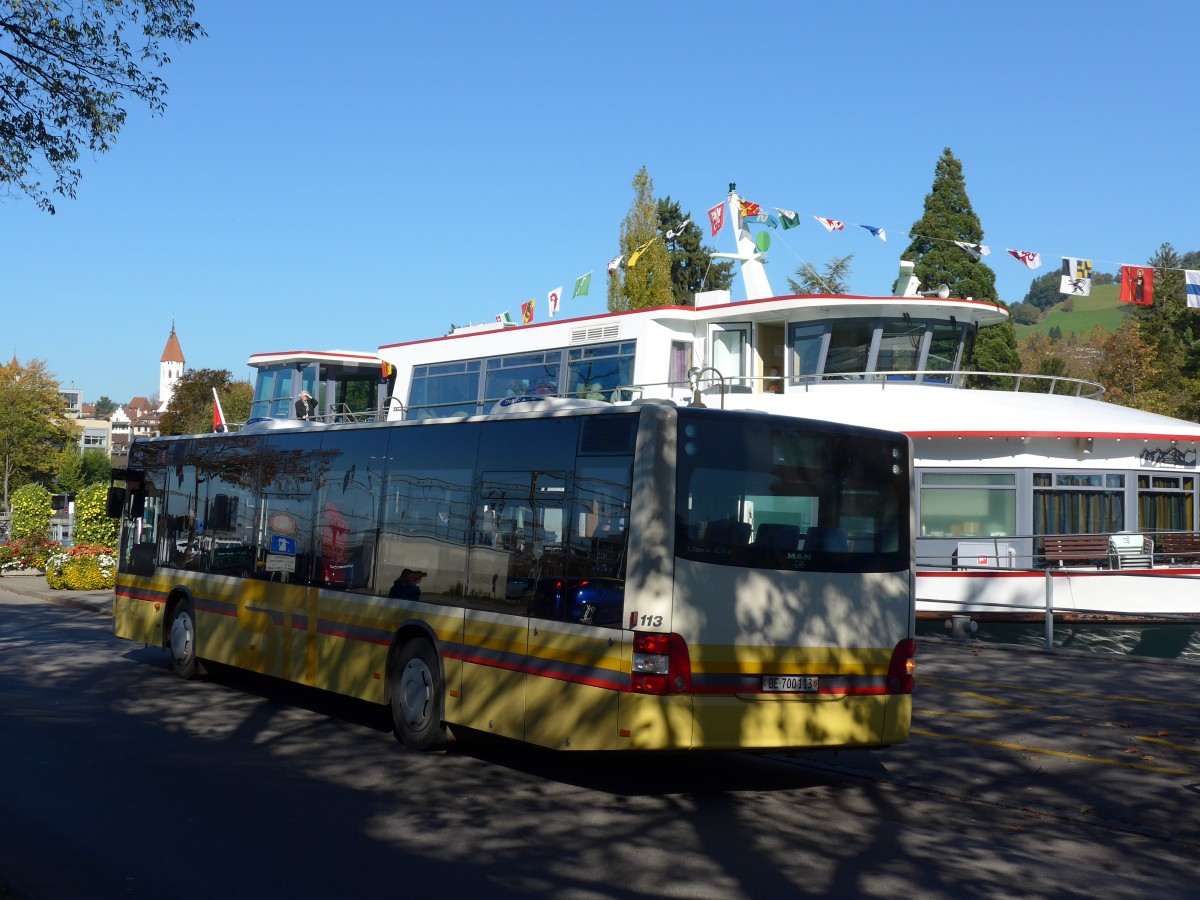 (155'954) - STI Thun - Nr. 113/BE 700'113 - MAN am 24. Oktober 2014 bei der Schiffl�ndte Thun