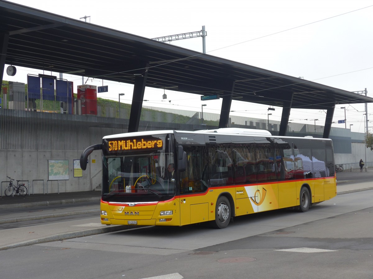 (156'112) - Klopfstein, Laupen - Nr. 4/BE 416'004 - MAN am 26. Oktober 2014 beim Bahnhof Bern Br�nnen