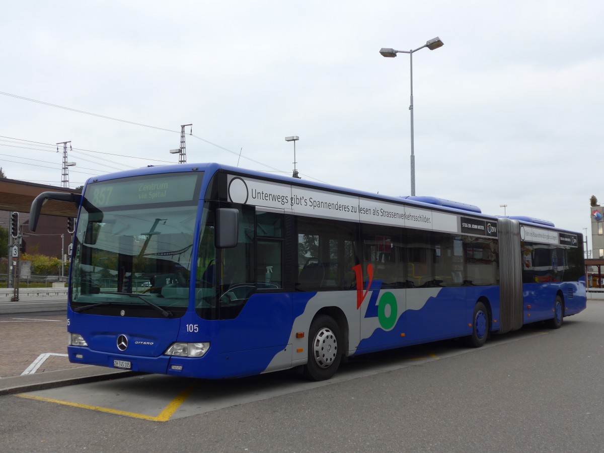 (156'191) - VZO Gr�ningen - Nr. 105/ZH 745'105 - Mercedes am 28. Oktober 2014 beim Bahnhof Wetzikon