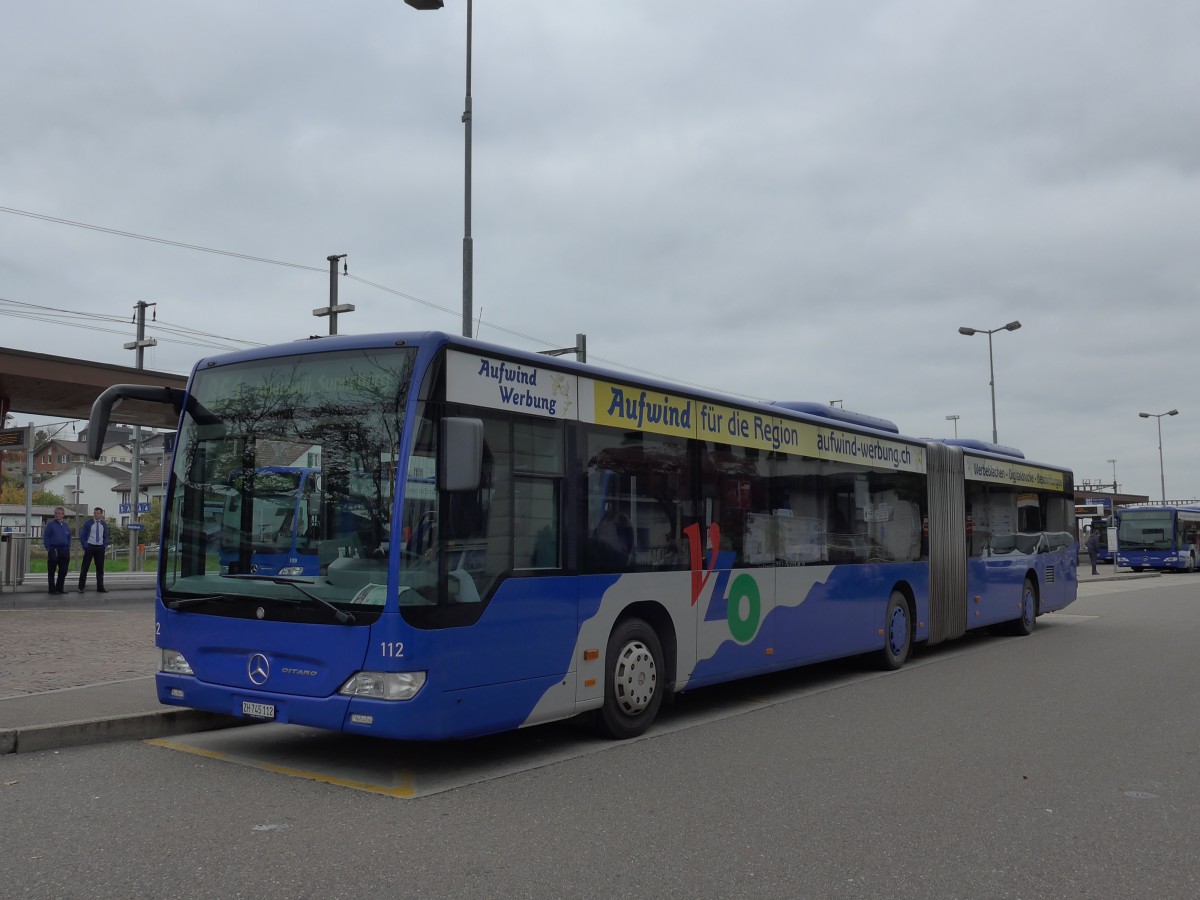 (156'192) - VZO Gr�ningen - Nr. 112/ZH 745'112 - Mercedes am 28. Oktober 2014 beim Bahnhof Wetzikon