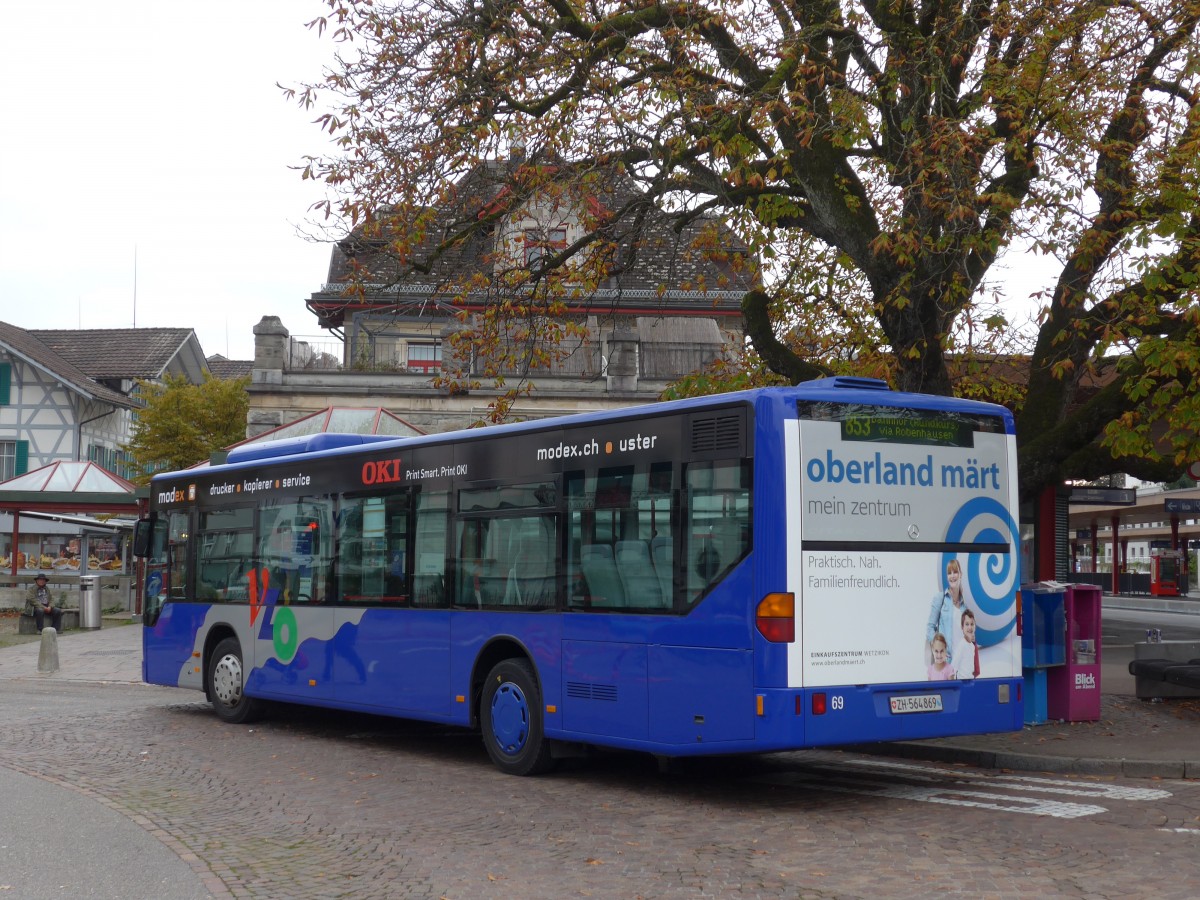 (156'197) - VZO Gr�ningen - Nr. 69/ZH 564'869 - Mercedes am 28. Oktober 2014 beim Bahnhof Wetzikon