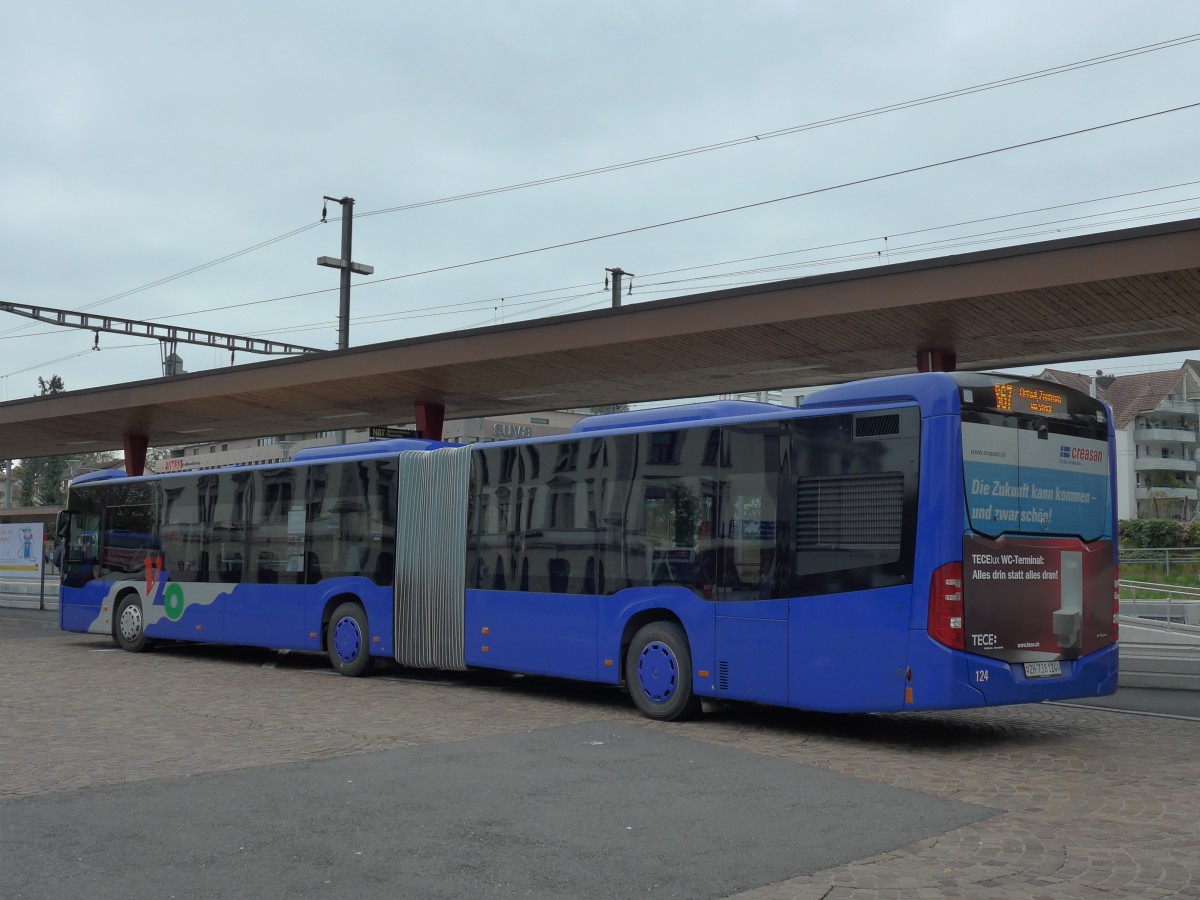 (156'200) - VZO Gr�ningen - Nr. 124/ZH 738'124 - Mercedes am 28. Oktober 2014 beim Bahnhof Wetzikon