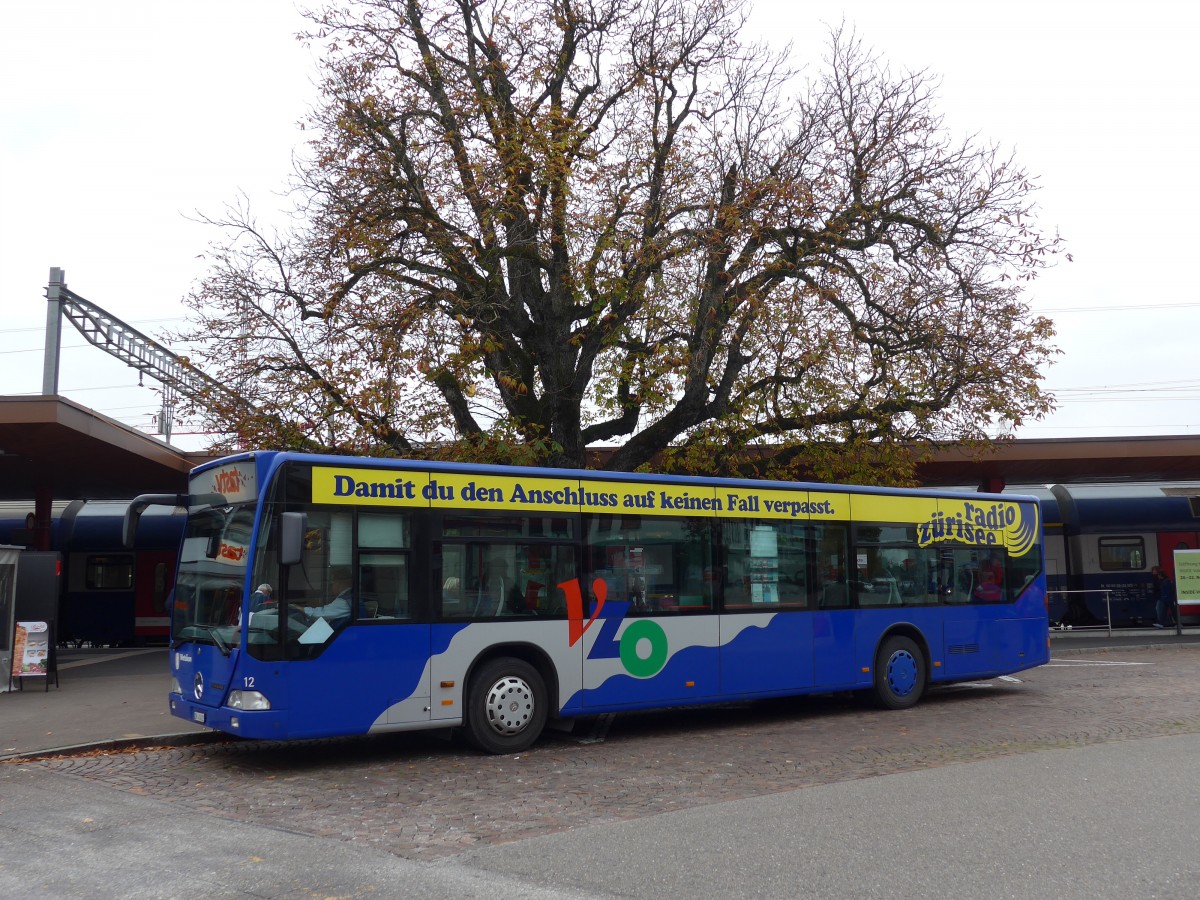 (156'201) - VZO Gr�ningen - Nr. 12/ZH 41'412 - Mercedes am 28. Oktober 2014 beim Bahnhof Wetzikon