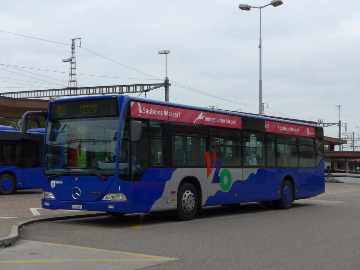 (156'204) - VZO Gr�ningen - Nr. 1/ZH 41'401 - Mercedes am 28. Oktober 2014 beim Bahnhof Wetzikon