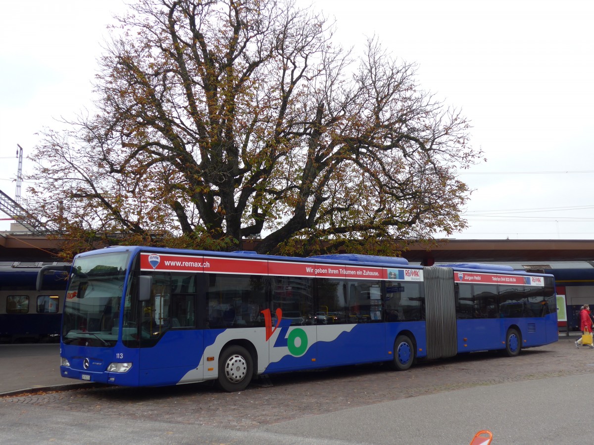 (156'217) - VZO Gr�ningen - Nr. 113/ZH 745'113 - Mercedes am 28. Oktober 2014 beim Bahnhof Wetzikon