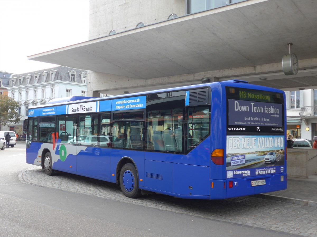 (156'231) - VZO Gr�ningen - Nr. 71/ZH 567'971 - Mercedes am 28. Oktober 2014 beim Bahnhof Uster