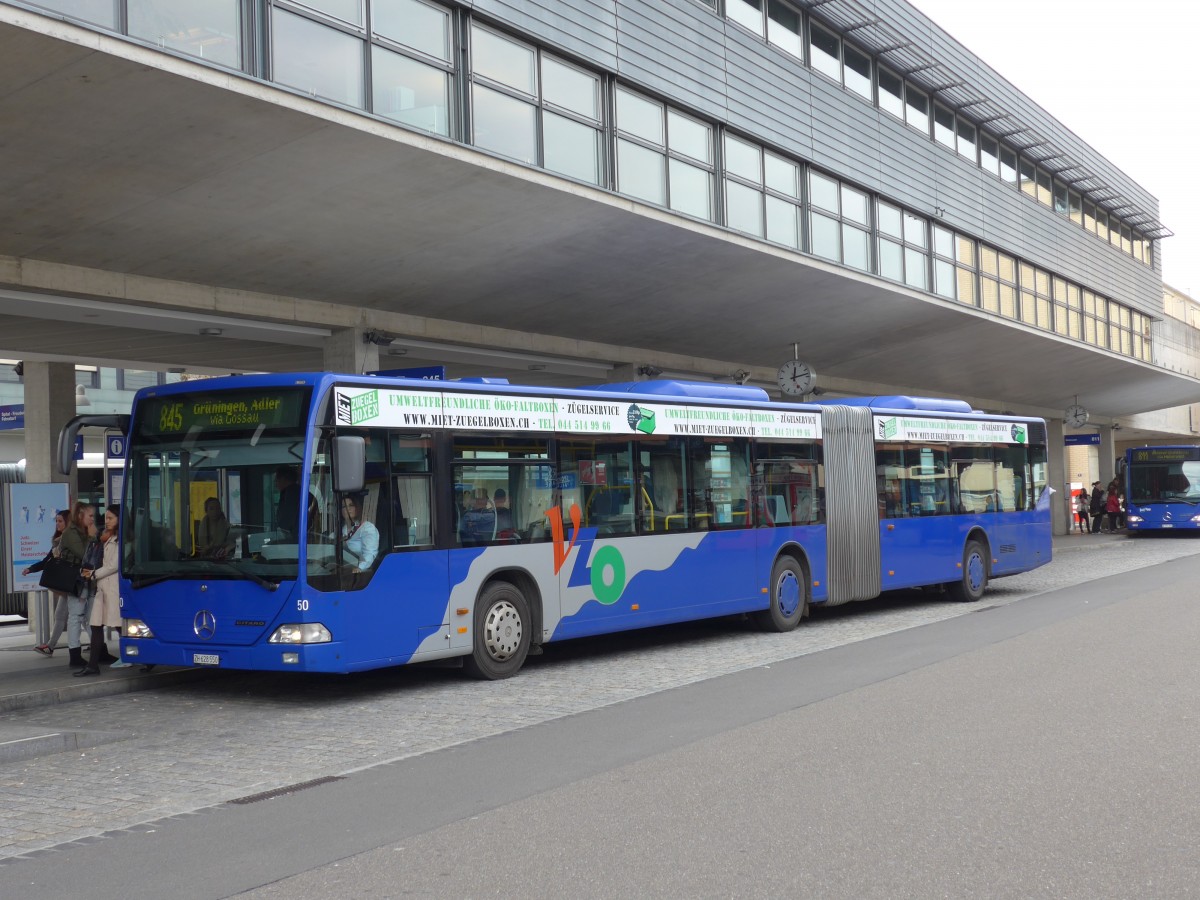 (156'232) - VZO Gr�ningen - Nr. 50/ZH 628'550 - Mercedes am 28. Oktober 2014 beim Bahnhof Uster