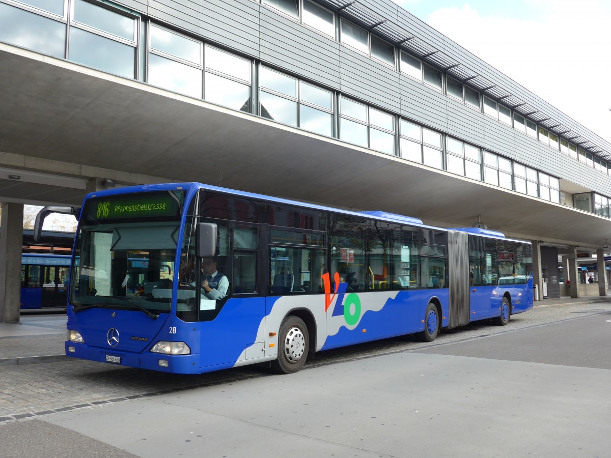 (156'248) - VZO Gr�ningen - Nr. 28/ZH 584'628 - Mercedes am 28. Oktober 2014 beim Bahnhof Uster