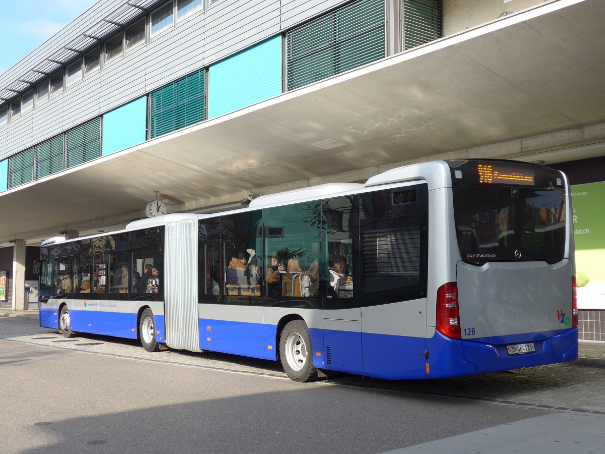(156'254) - VZO Gr�ningen - Nr. 126/ZH 484'126 - Mercedes am 28. Oktober 2014 beim Bahnhof Uster