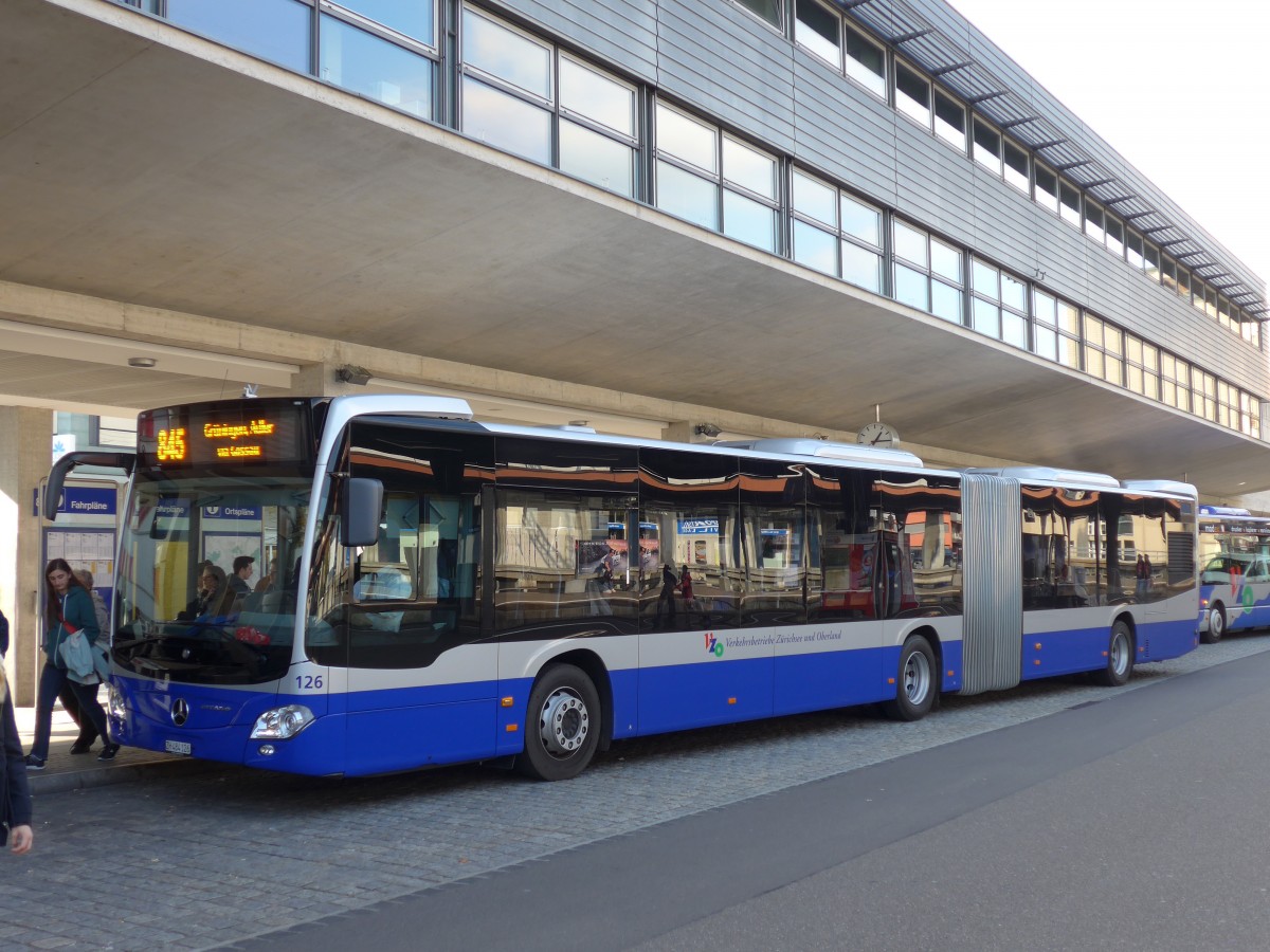 (156'259) - VZO Gr�ningen - Nr. 126/ZH 484'126 - Mercedes am 28. Oktober 2014 beim Bahnhof Uster