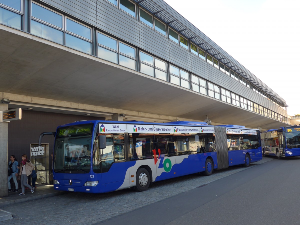 (156'263) - VZO Gr�ningen - Nr. 103/ZH 745'103 - Mercedes am 28. Oktober 2014 beim Bahnhof Uster