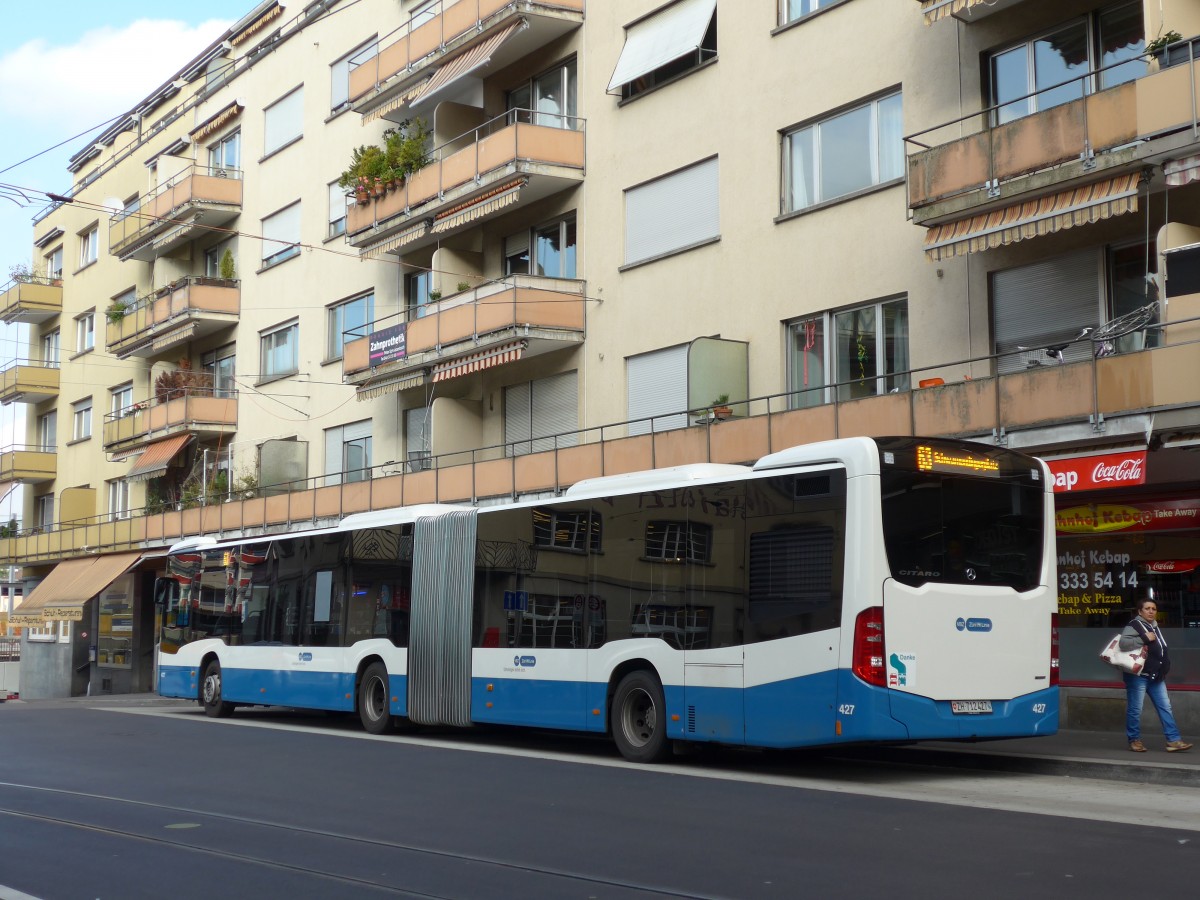 (156'278) - VBZ Z�rich - Nr. 427/ZH 712'427 - Mercedes am 28. Oktober 2014 beim Bahnhof Z�rich-Oerlikon