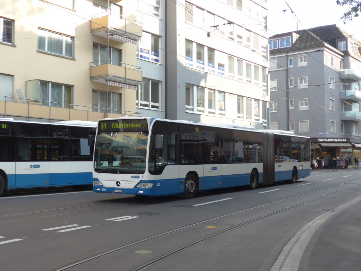 (156'288) - VBZ Z�rich - Nr. 409/ZH 745'409 - Mercedes am 28. Oktober 2014 beim Bahnhof Z�rich-Oerlikon